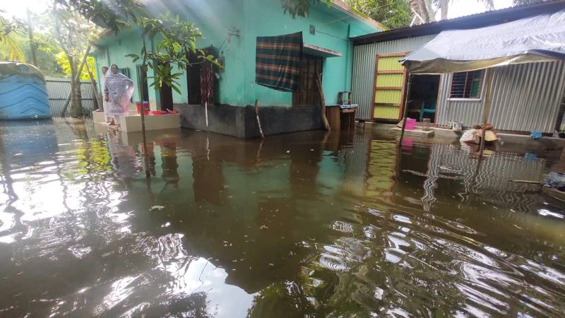 টুঙ্গিপাড়ায় জলাবদ্ধতায় এক গ্রামের শতাধিক পরিবার পানিবন্দী