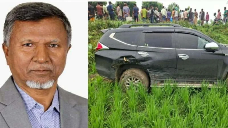 বধির বৃদ্ধাকে বাঁচাতে গিয়ে দুর্ঘটনায় জনপ্রশাসন ও খাদ্য প্রতিমন্ত্রীর গাড়ি