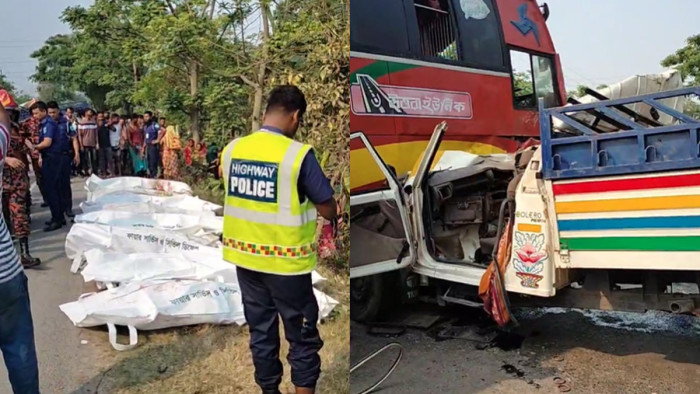 ফরিদপুরে বাস-পিকআপ ভ্যানের মুখোমুখি সংঘর্ষ, নিহত ১৩